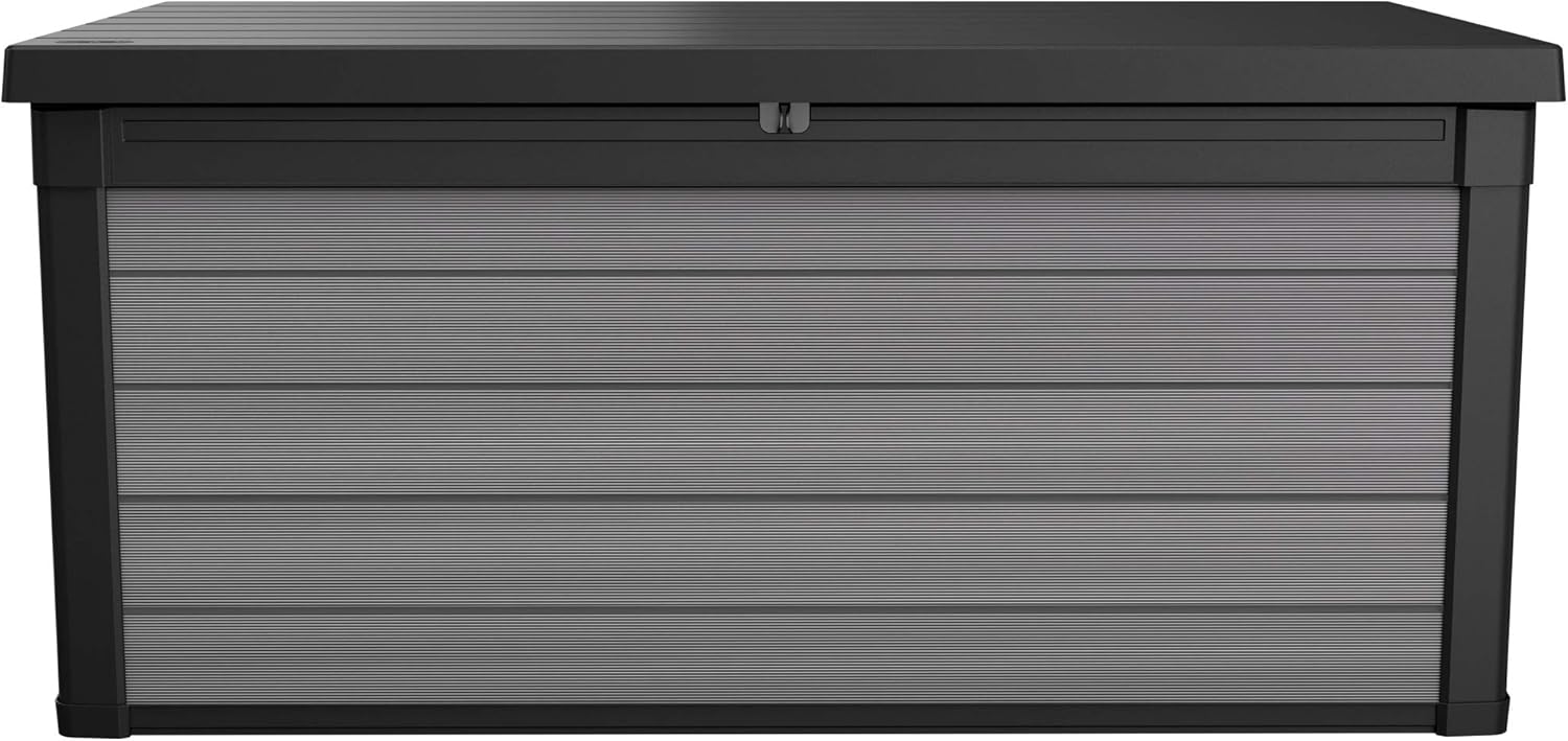 Ondis24 Keter Kissenbox Gartenbox XXL wasserdicht (570 Liter), Outdoor Auflagenbox, Premier Box, Sitztruhe, Kissentruhe Garten, Sitzbank