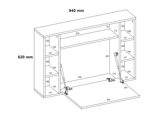 Bureau suspendu MUSE blanc mat / blanc brillant
