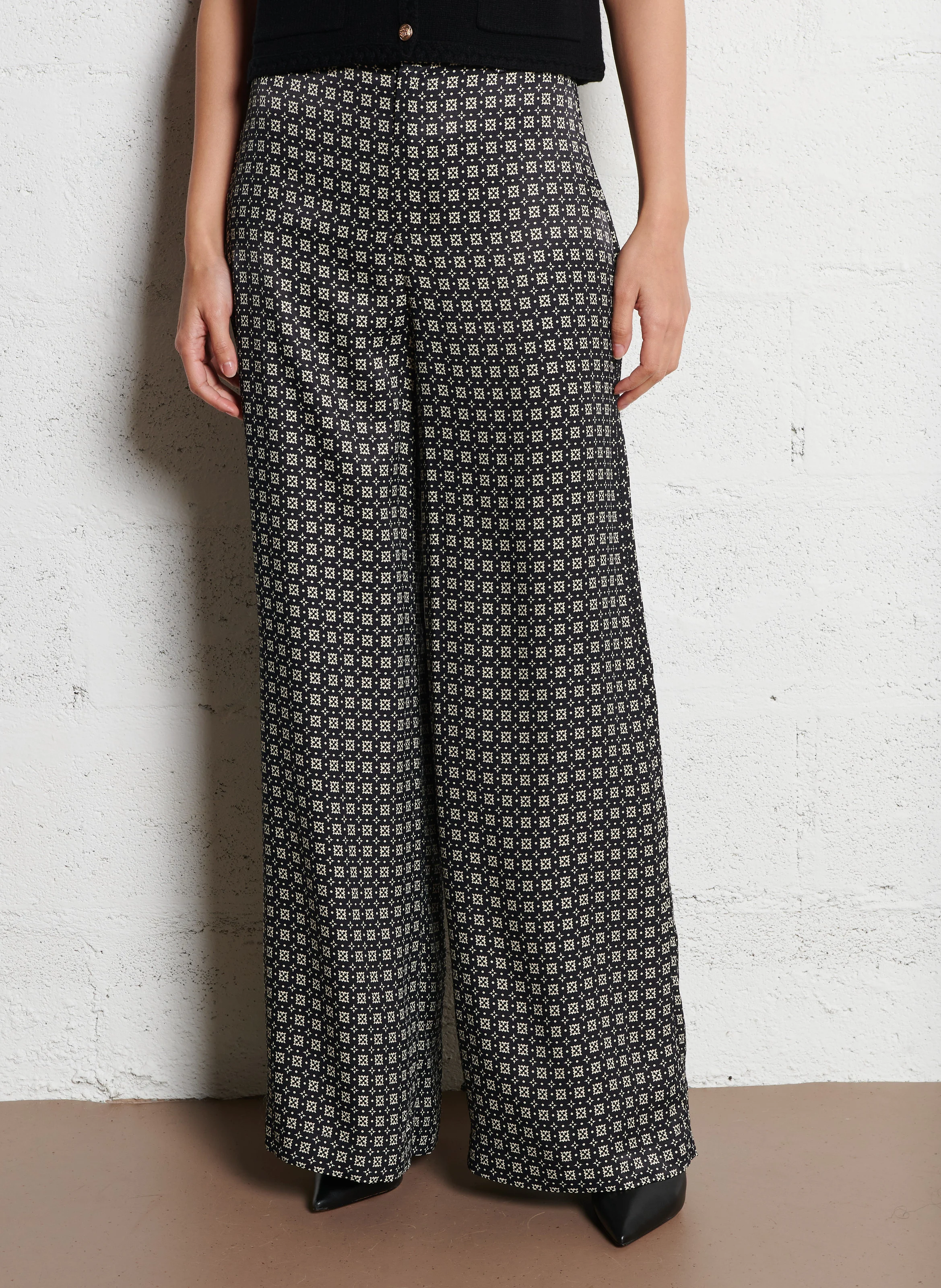 PAULINE - Pantalon large fluide | Noir
