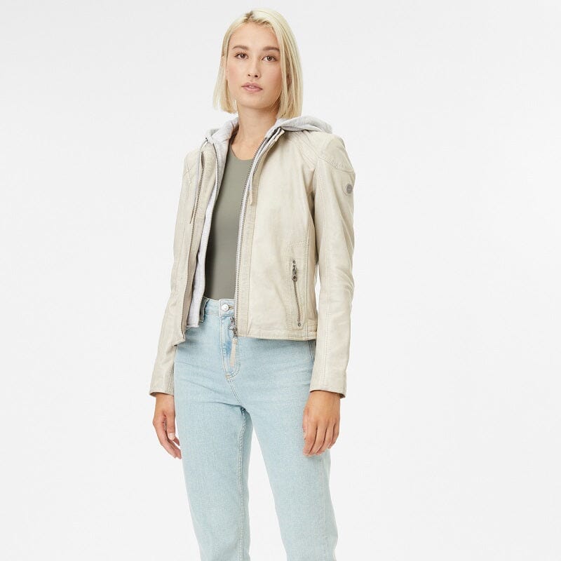 Gypsy beige leren jas Allie met capuchon