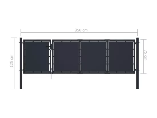 Portail de jardin Acier 350 x 75 cm Anthracite