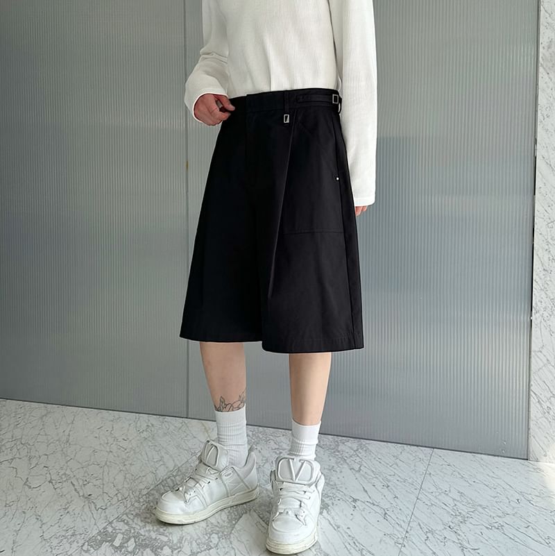 Freehop - Mid Rise Plain Capri Loose Fit Cargobroek