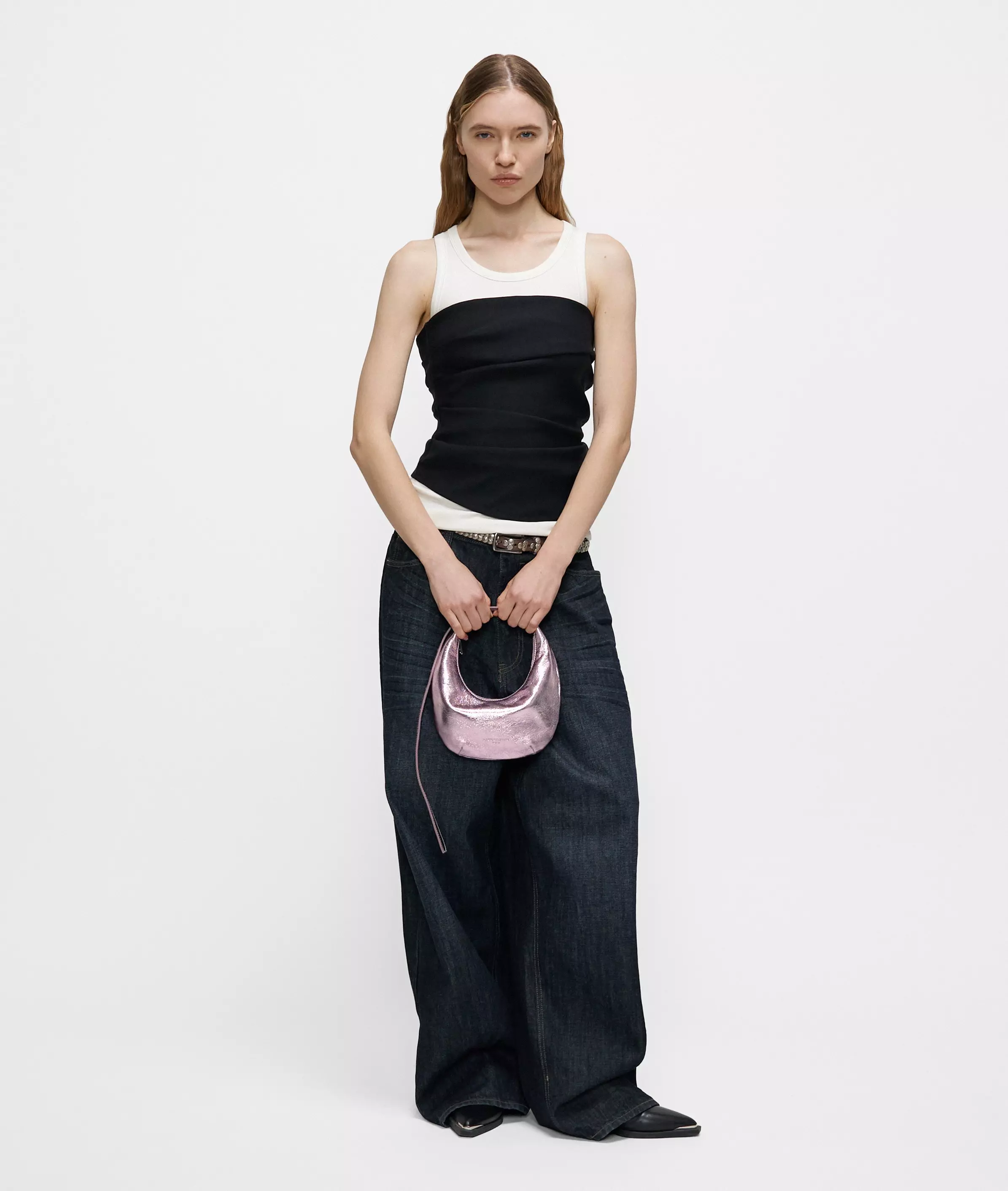 Hobo Mini bag with metallic finish