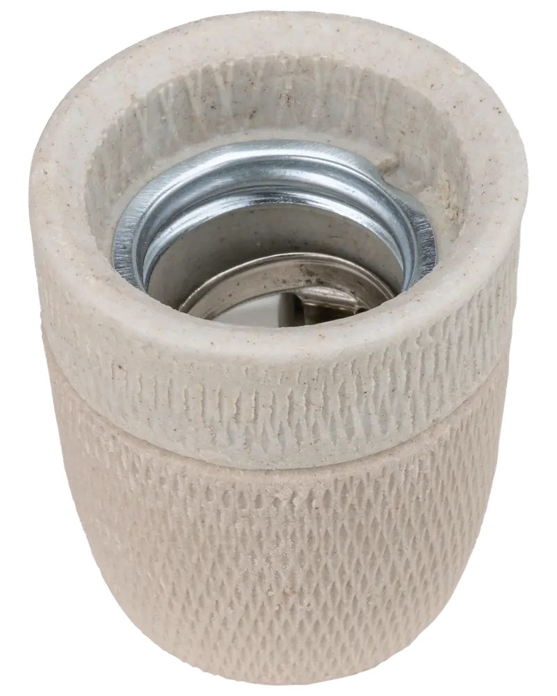Porcelænsfatning E27 - råhvid