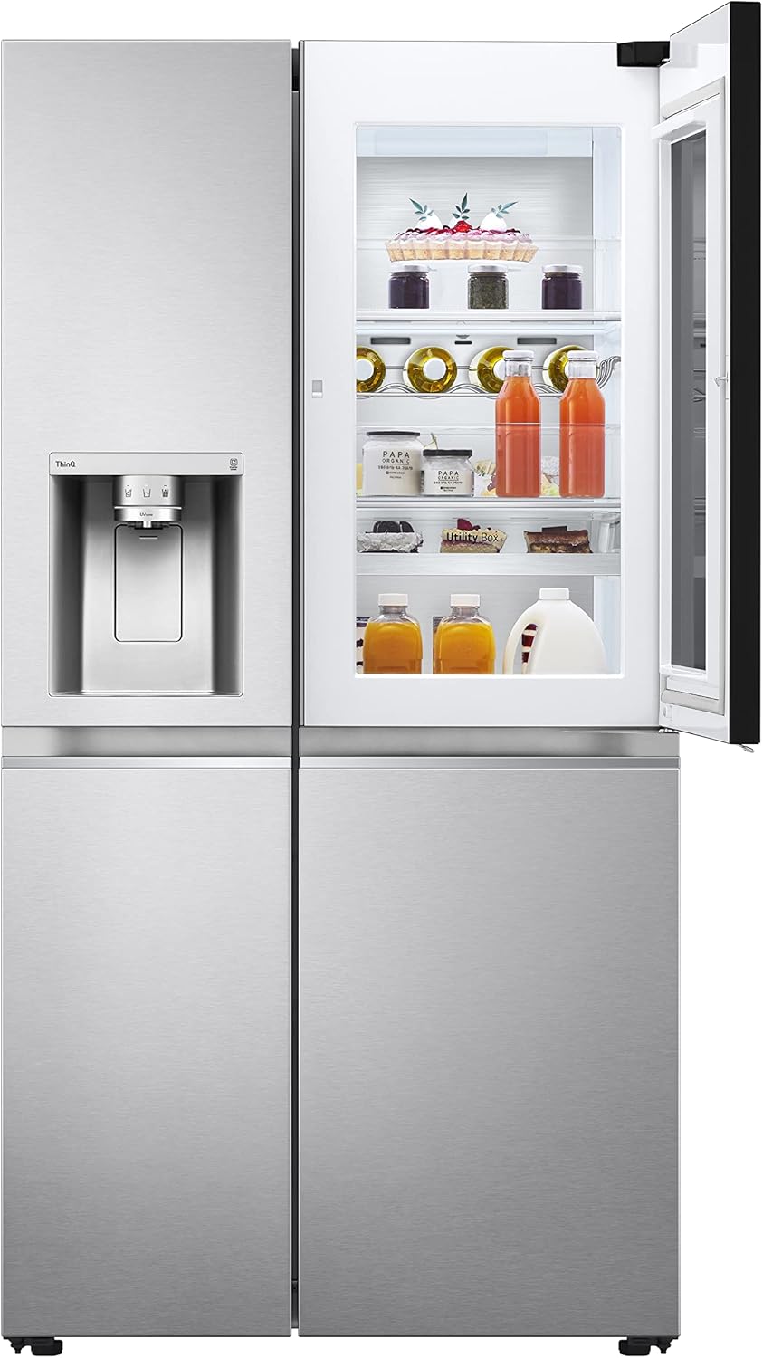 LG Electronics GSXV91BSAE Kühlschrank Side-by-Side mit Eis-, Crushed Ice und Wasserspender | interner Wassertank 4L | Total No Frost | Brushed Steel