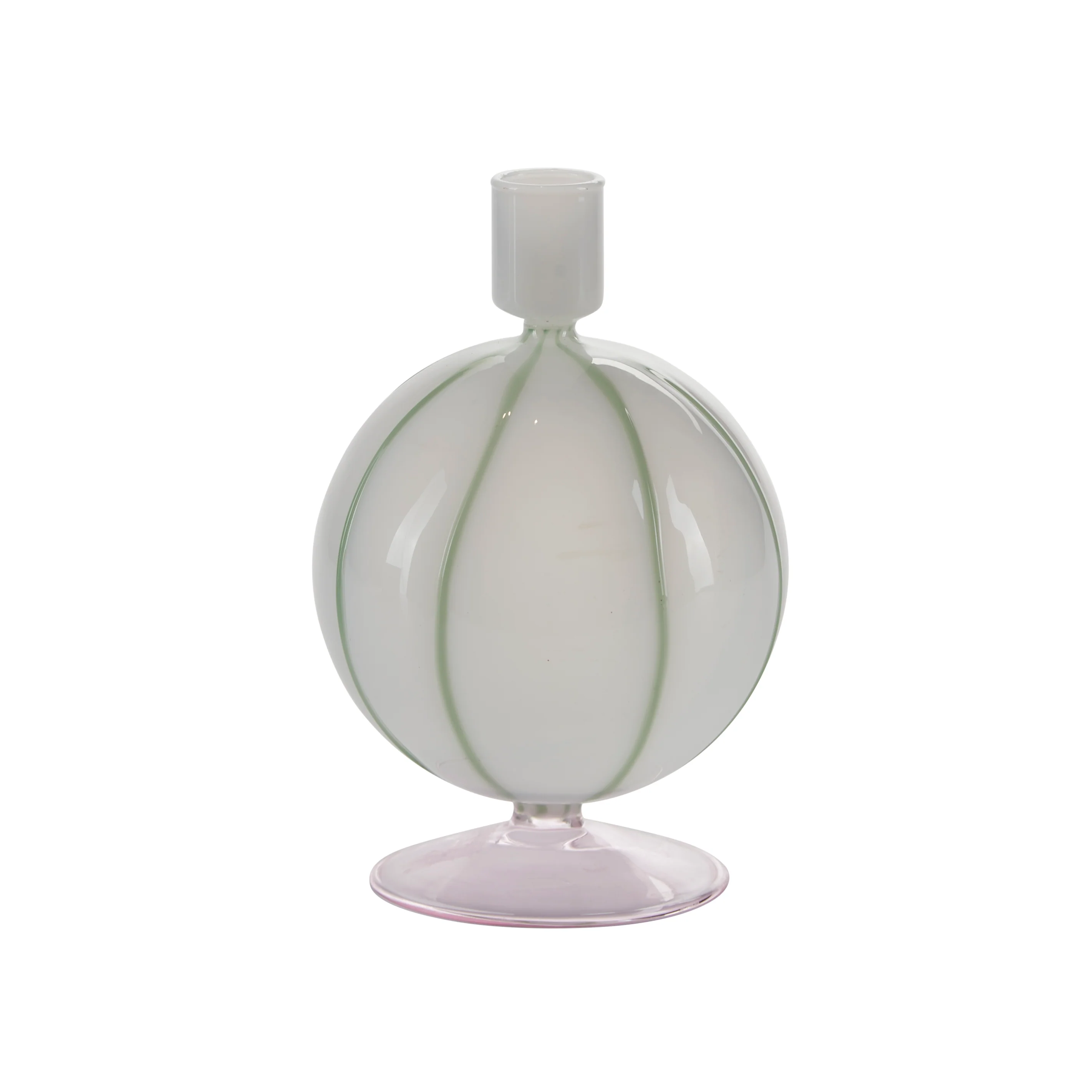 Bahne Interior  Ball lysestage, hvid/grøn/rosa - H20 cm.