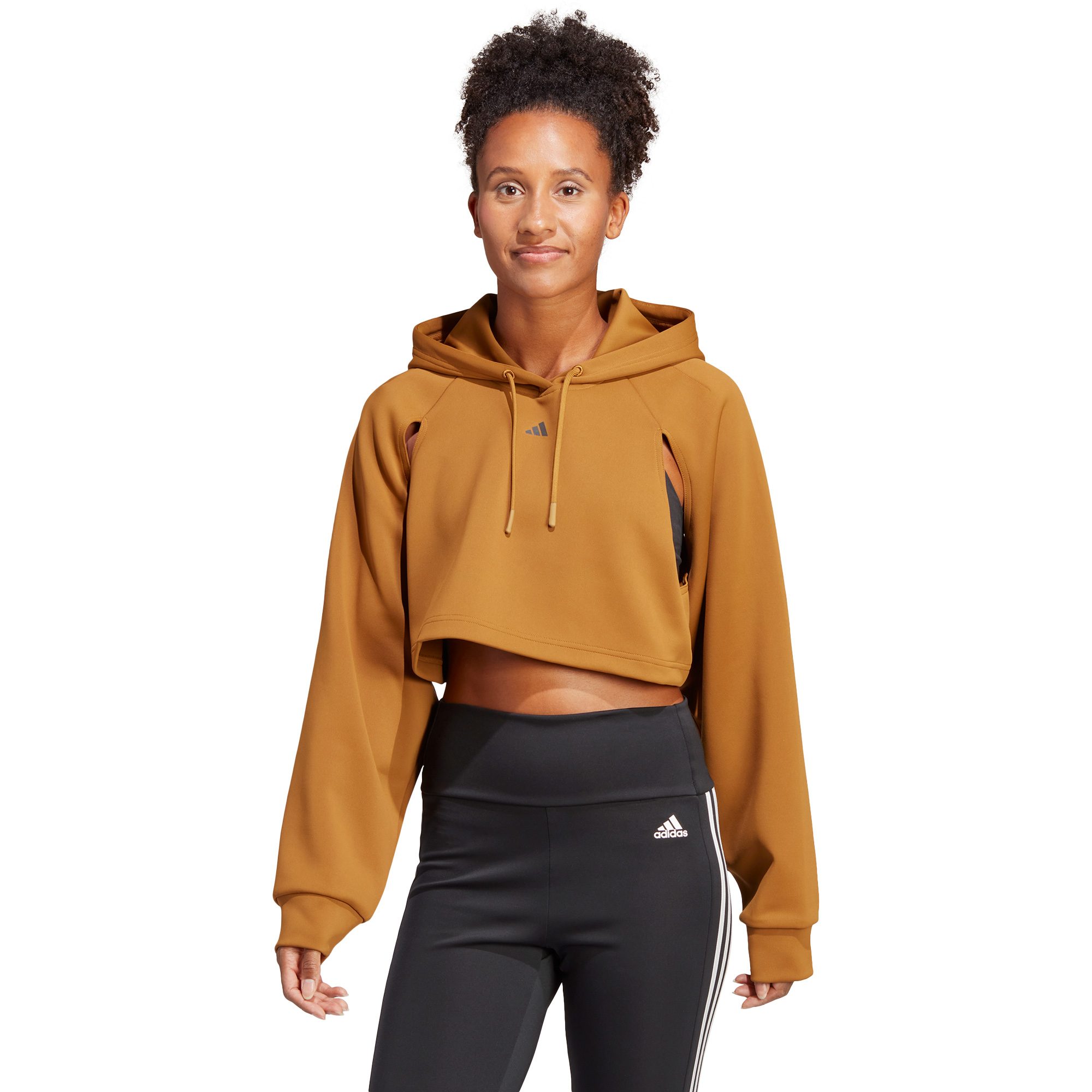 adidas HIIT Aeroready Crop Training Hoodie Damen bronze strata