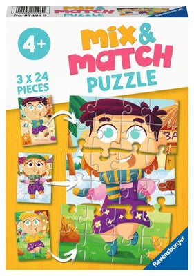 Ravensburger Puslespill Mix & Match Fargerike Klær 3x24 Biter