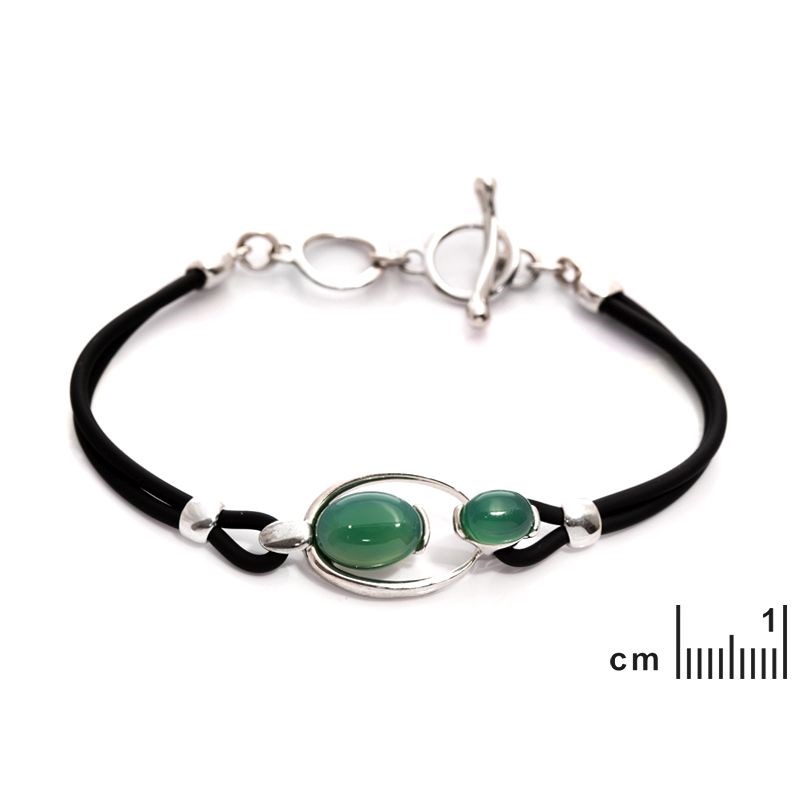 Bracelet Agate naturelle teintée verte argent