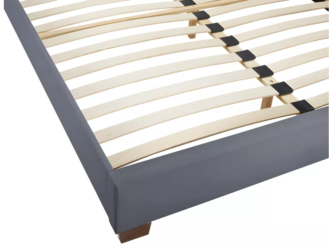 Lit 180 x 200 cm - Tissu - Gris + Matelas - FAUSTIN