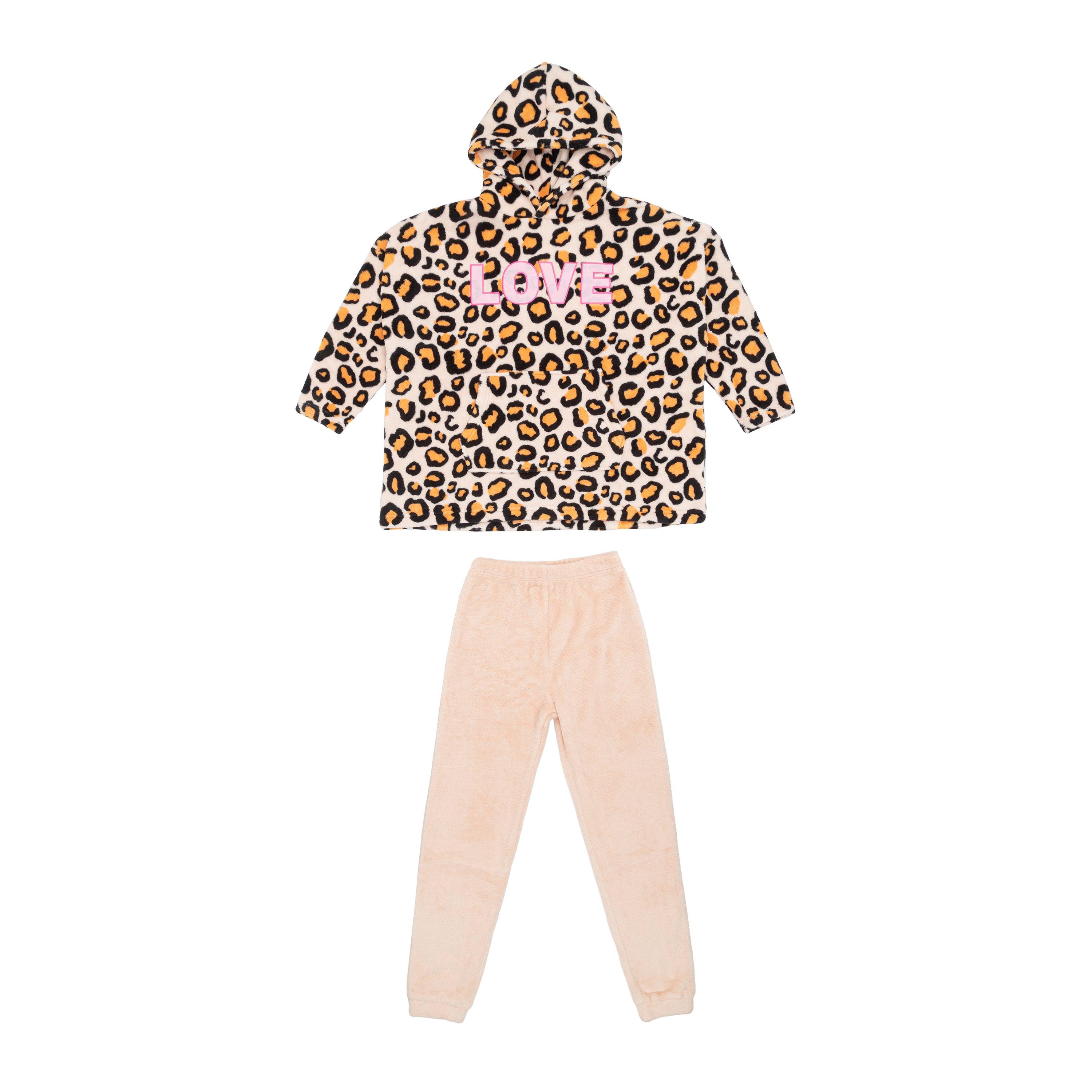 Miso Kids Girls Leopard Hoodie and Pant Set