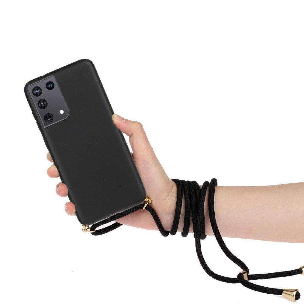 Samsung Galaxy A52s 5G / A52 (5G) Necklace Bio Gummi Case Hülle Eco Friendly Nachhaltig Kompostierbar   Handykette (150cm) - Schwarz
