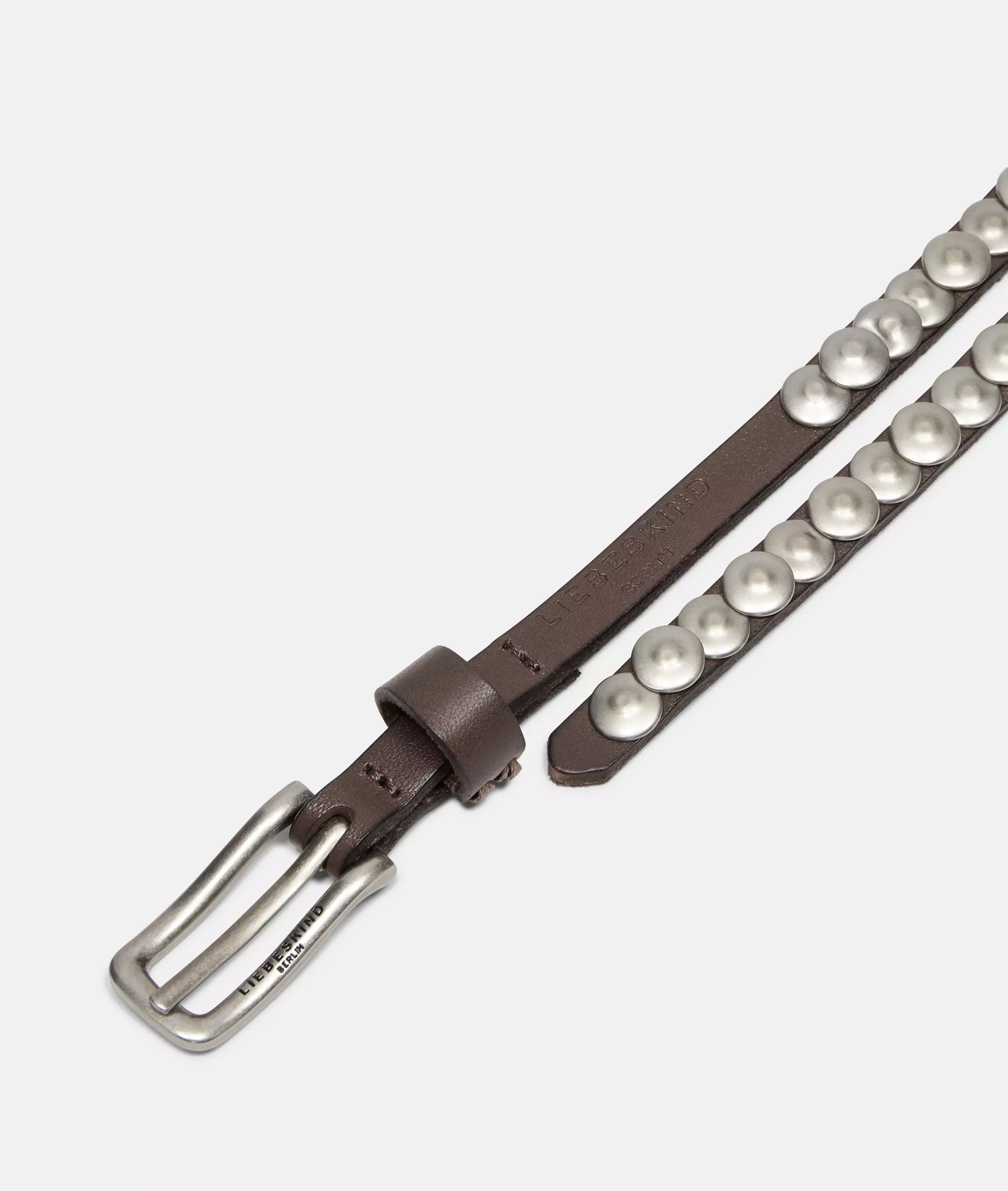 Belt Narrow studded belt made from cowhide leather