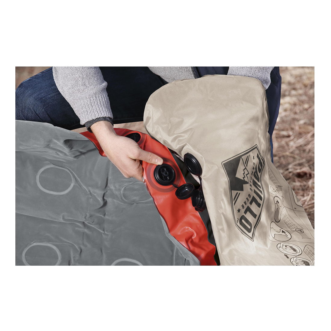 Bestway Pavillo Luftbett mit Kissenpumpe Roll & Relax 203x152x22cm