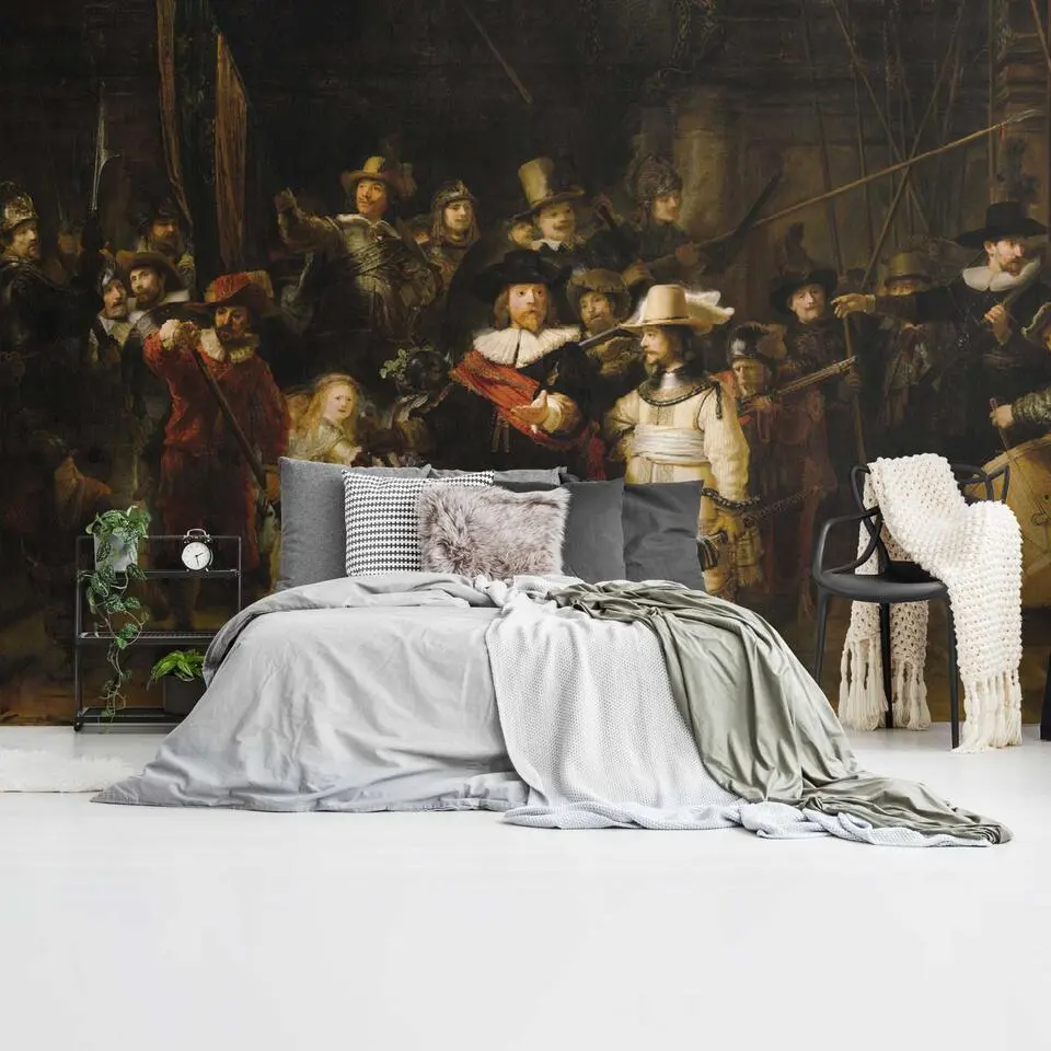 Fotobehang Rembrandt Nachtwacht - 260x384cm - Bruin