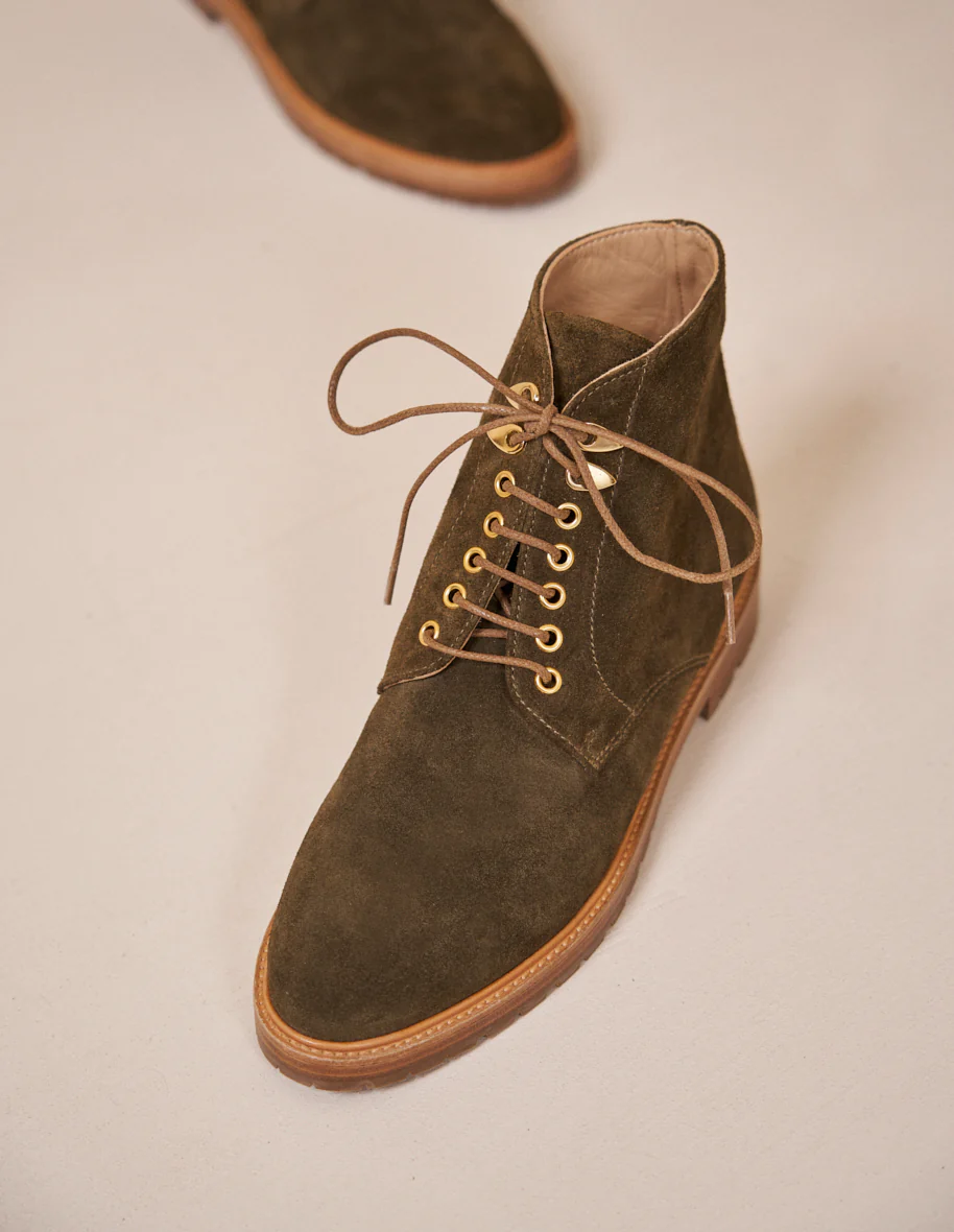 Bottines à lacets Laurène - Suède kaki