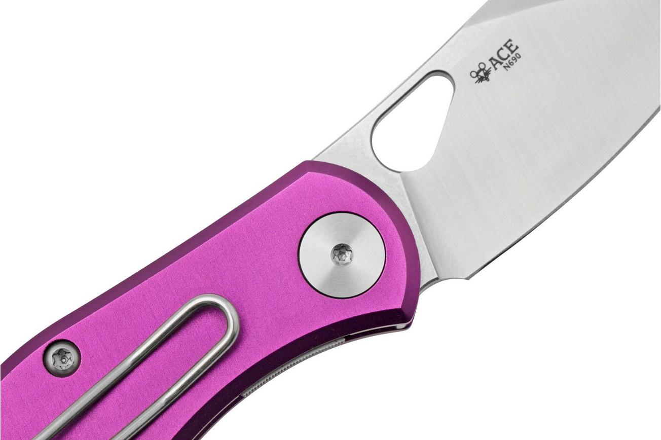 GiantMouse ACE Nibbler Paars Aluminum, N690 zakmes, Ansø en Voxnaes design