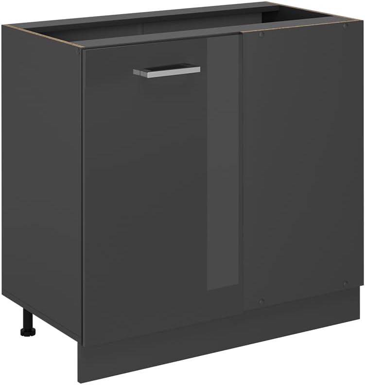 Vicco Eckunterschrank R-Line, Anthrazit Hochglanz, 86 cm ohne Arbeitsplatte