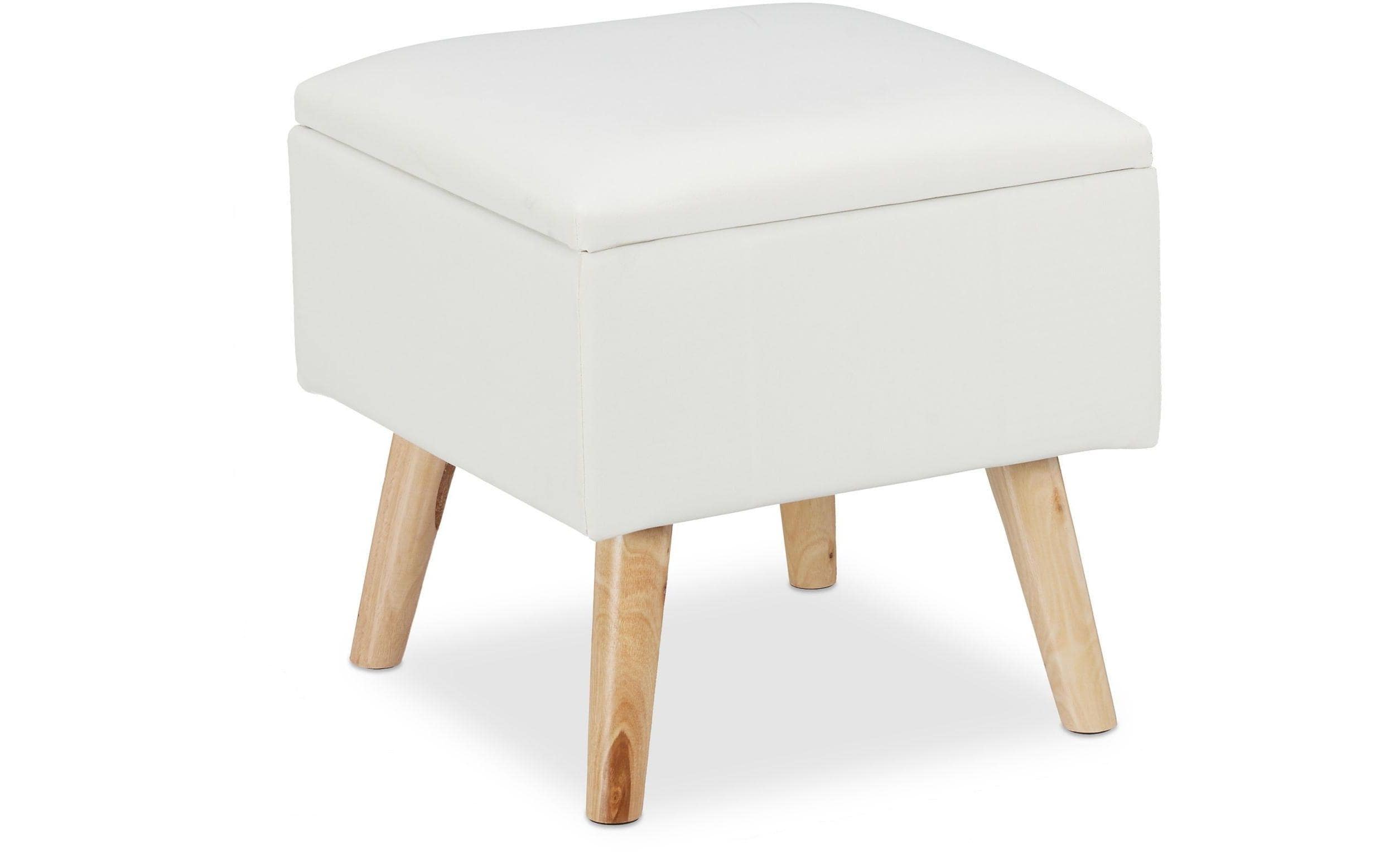 Hocker WeissSitzhocker mit Stauraum aus Kunstleder