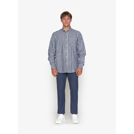 Signal Gordon Slub Stripe Skjorte, Blue Captain, L