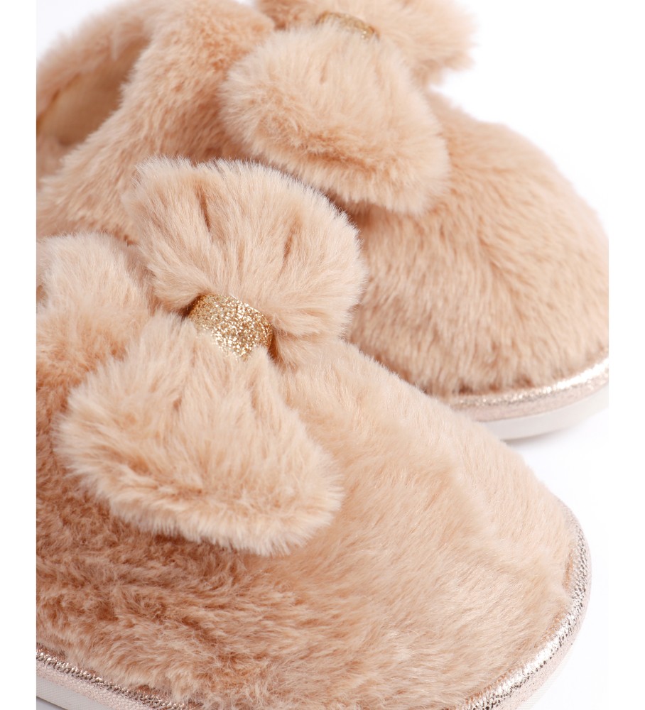 Pantufas Admas Bege com Laço