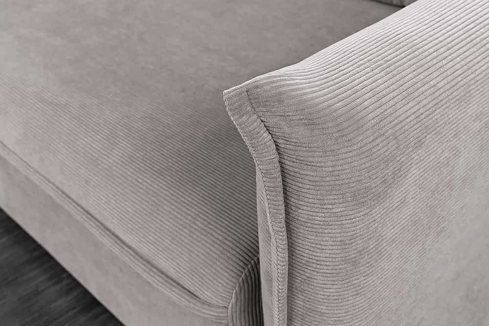 Design Schlafsofa APARTMENT 215cm grau Cord 3-Sitzer Couch inkl. Bettkasten Kissen