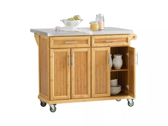 Desserte sur roulettes Meuble de Cuisine de Service Roulant en Bambou FKW69-N