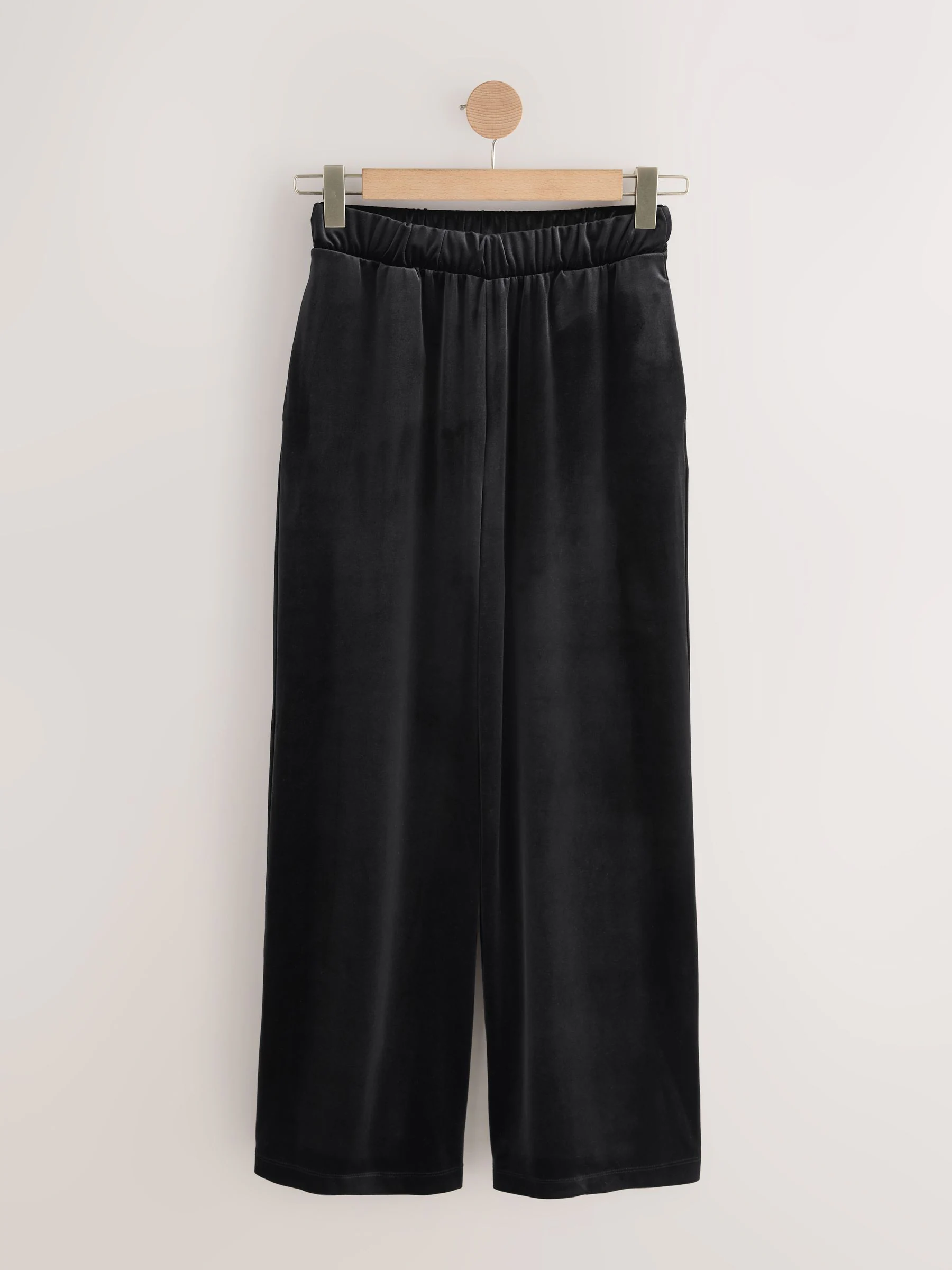 Zwart - Fluwelen broek met wijde pijpen