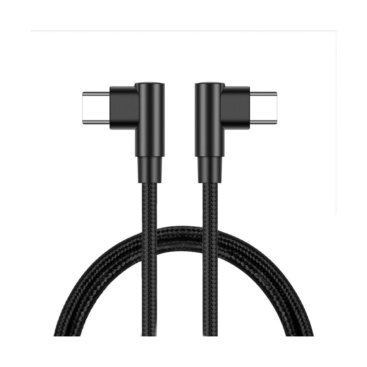 NÖRDIC Vinklet USB-C til vinklet USB-C-kabel 60W for synkronisering og hurtiglading svart 1m