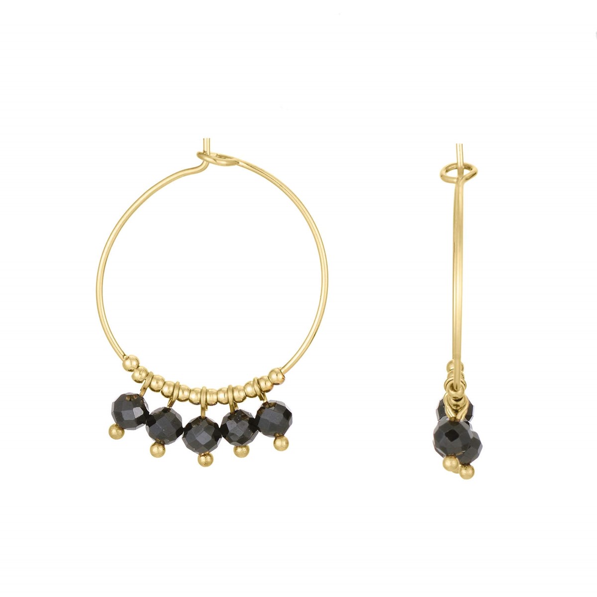 Boucles Ika Obsidienne doré or