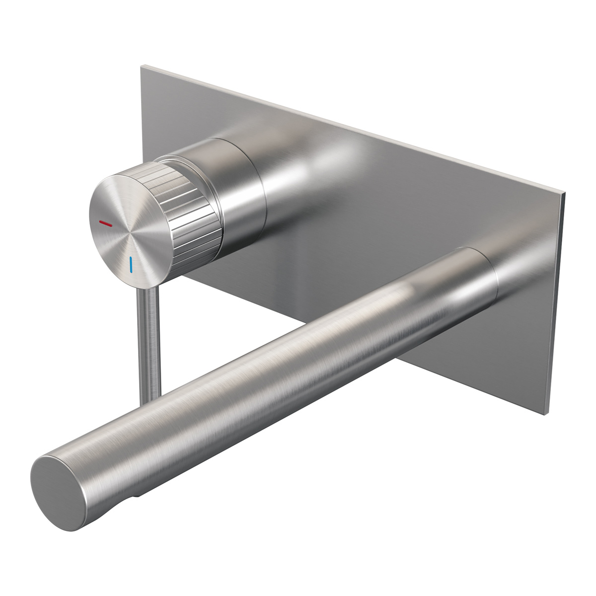 Brauer Stripe inbouw wastafelkraan ColdStart met rechte uitloop en afdekplaat model A2 RVS geborsteld PVD