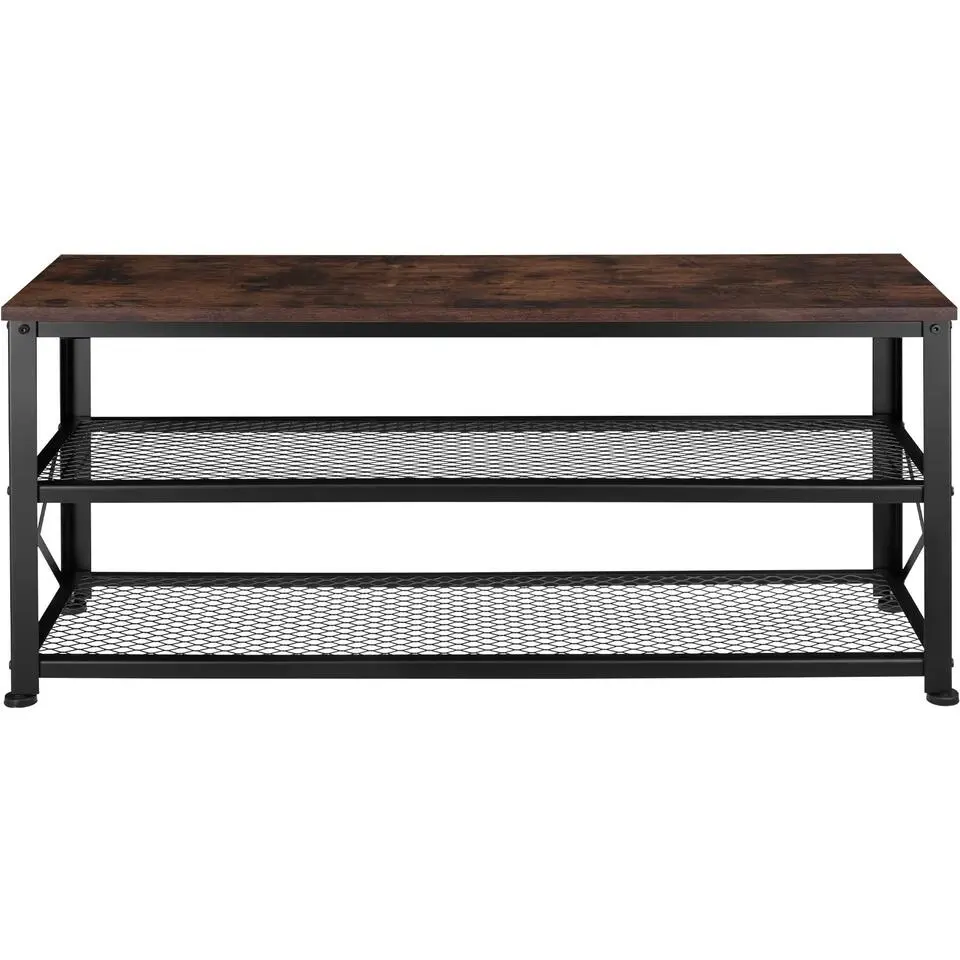 tectake Schoenenrek Blackpool 101x30,5x45,5cm, Industrieel Hout Donker, Rustiek