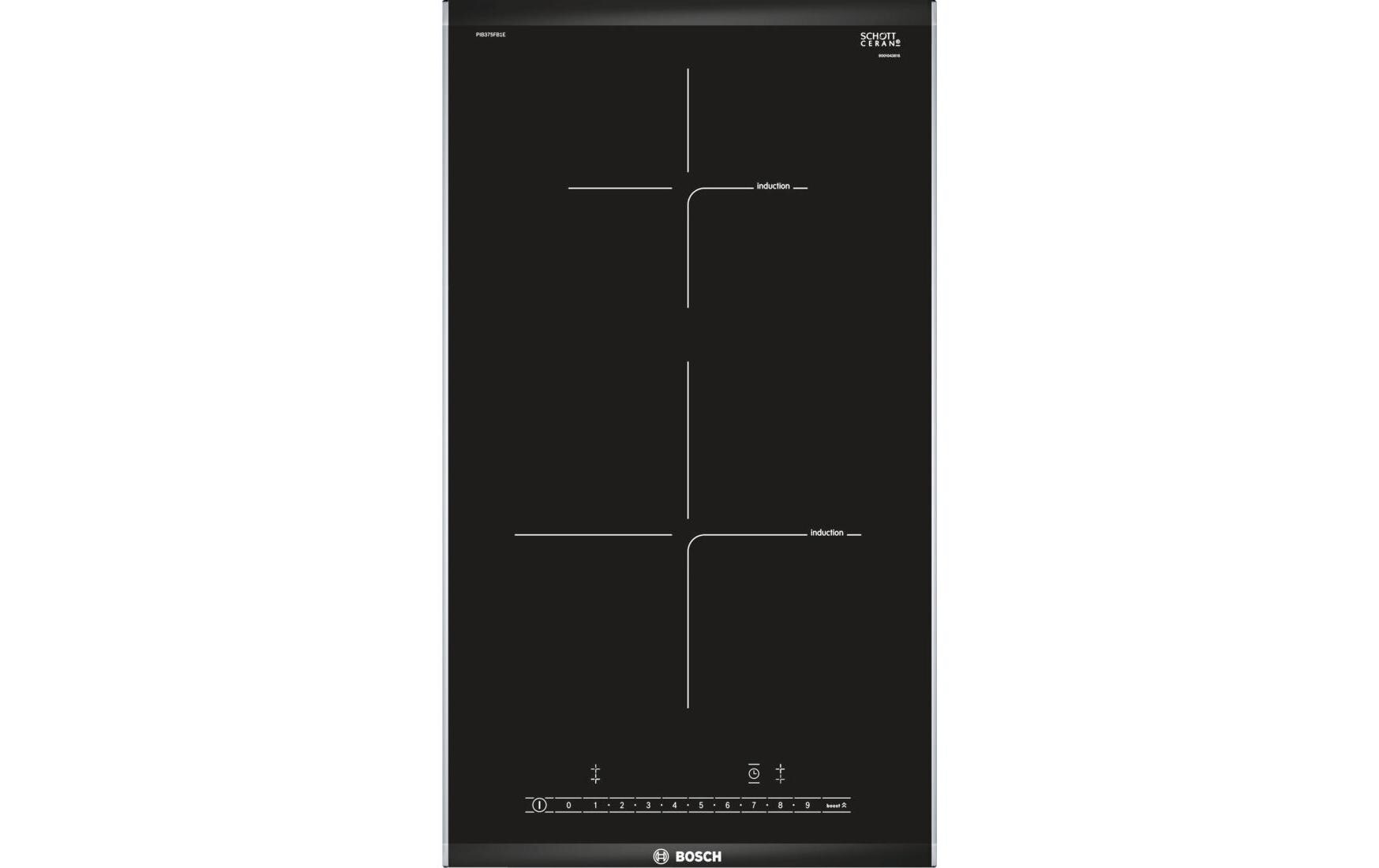 Glaskeramik-Kochfeld Domino PIB375FB1E Facetten-Design<br>Induktion-Kochfeld mit 2 Herdplatten