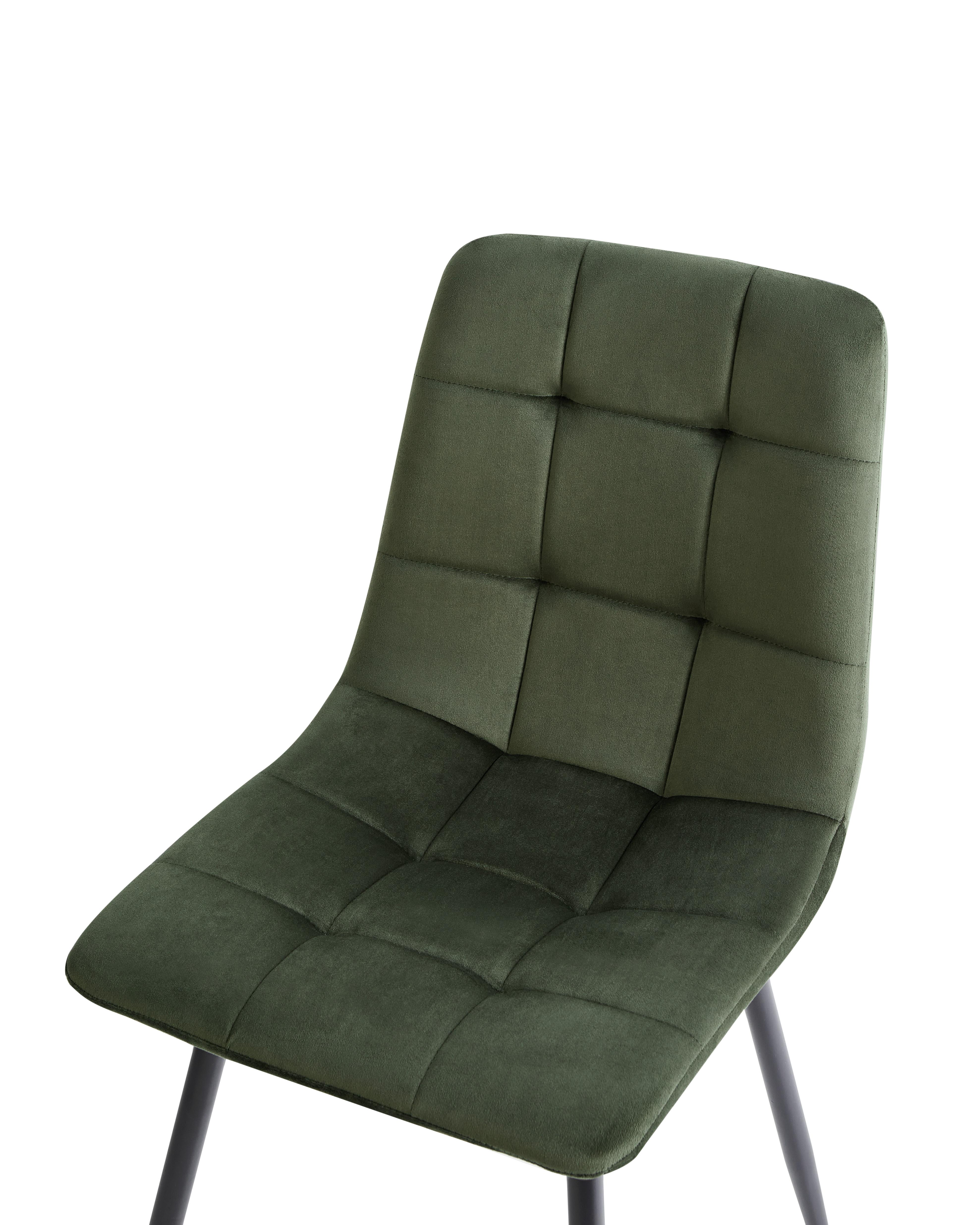 Set van 4 eetkamerstoelen POWELL Fluweel Olijfgroen