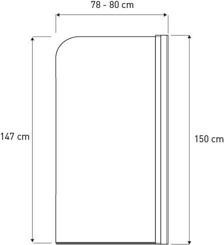 Kerra Crystal 1 badwand 150x80cm mat zwart