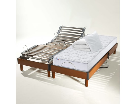 IDLITERIE - Matelas + Sommier 90 x 190 Ensemble relaxation mémoire de forme + couette + oreillers ...