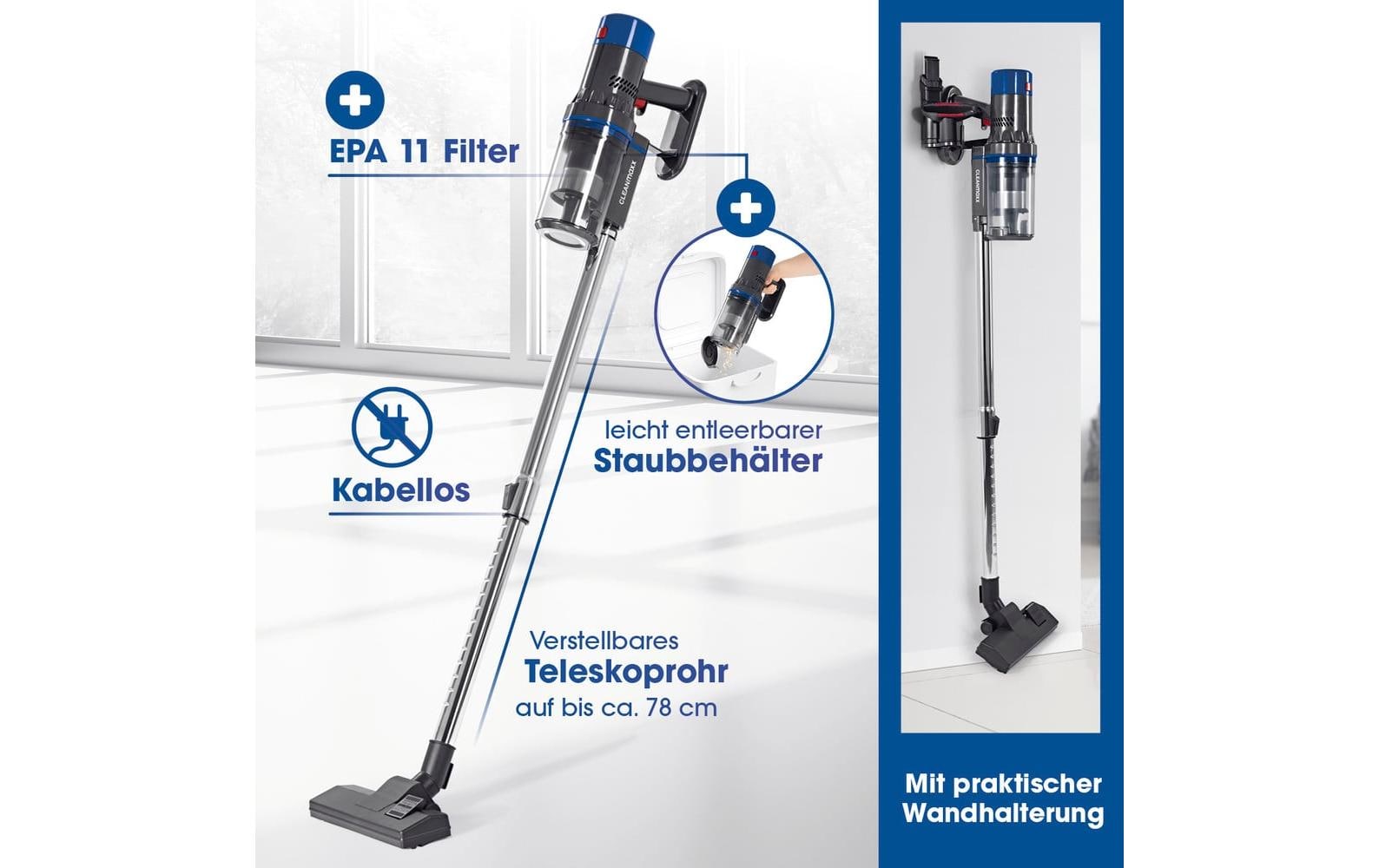 Akku-Hand- und Stielsauger Grau / BlauAkku-Zyklon-Staubsauger