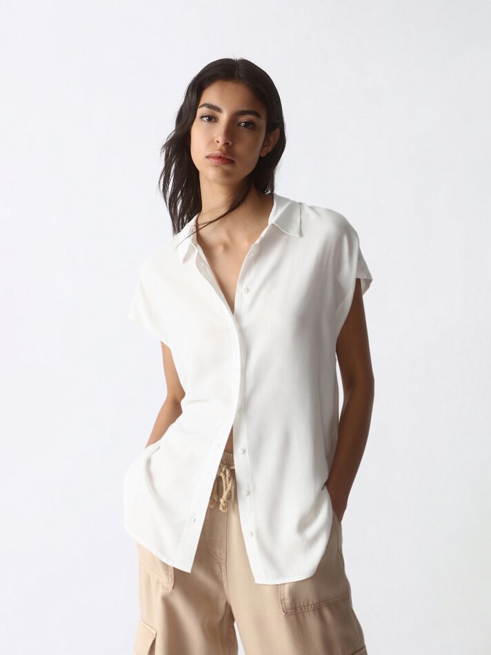 Blusa fluida sem mangas - Off-white