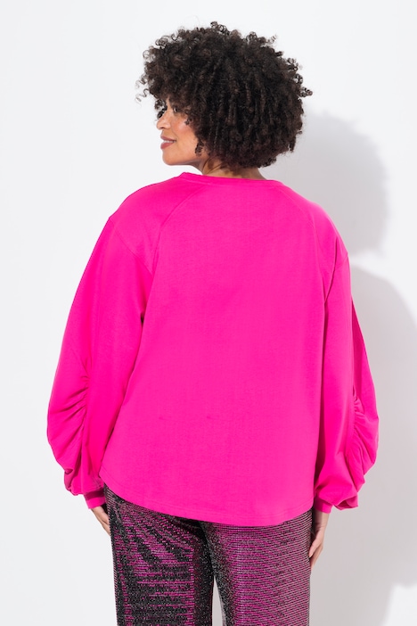 Sweatshirt, A-Linie, geraffter Raglan-Langarm