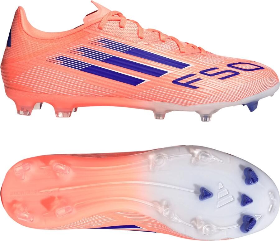 Adidas Perfor ce F50 League FG MG Senior voetbalschoenen koraalrood wit kobaltblauw