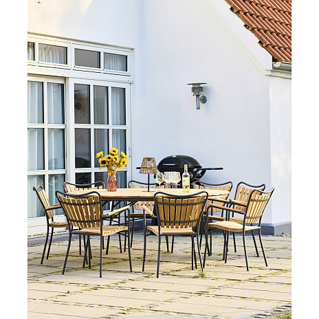 Kerteminde teak havebord Ø170 cm, antracit stel