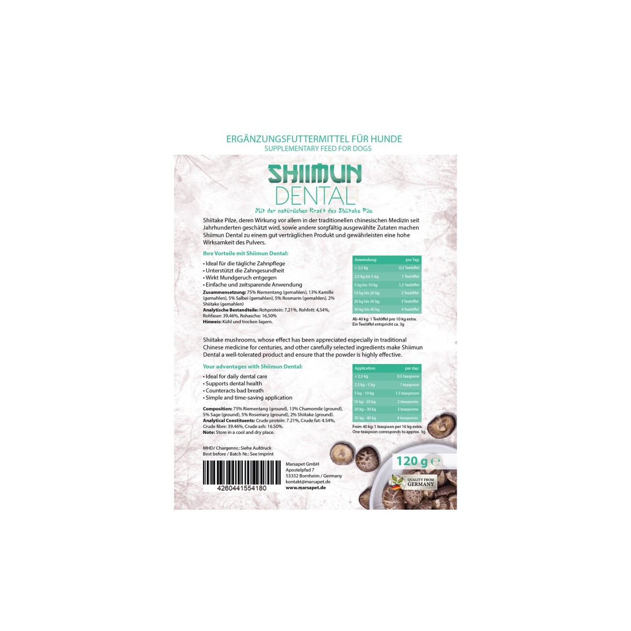 Marsapet Bellfor Shiimun Dental Pulver - 120g