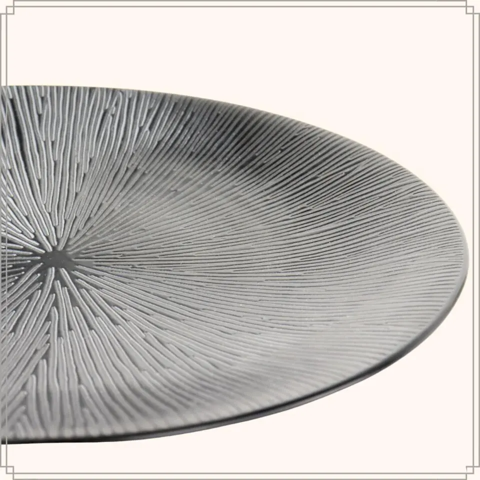 OTIX Dessert Ontbijt Bordenset 12 Persoons Zwart 21cm Keramiek POPPY
