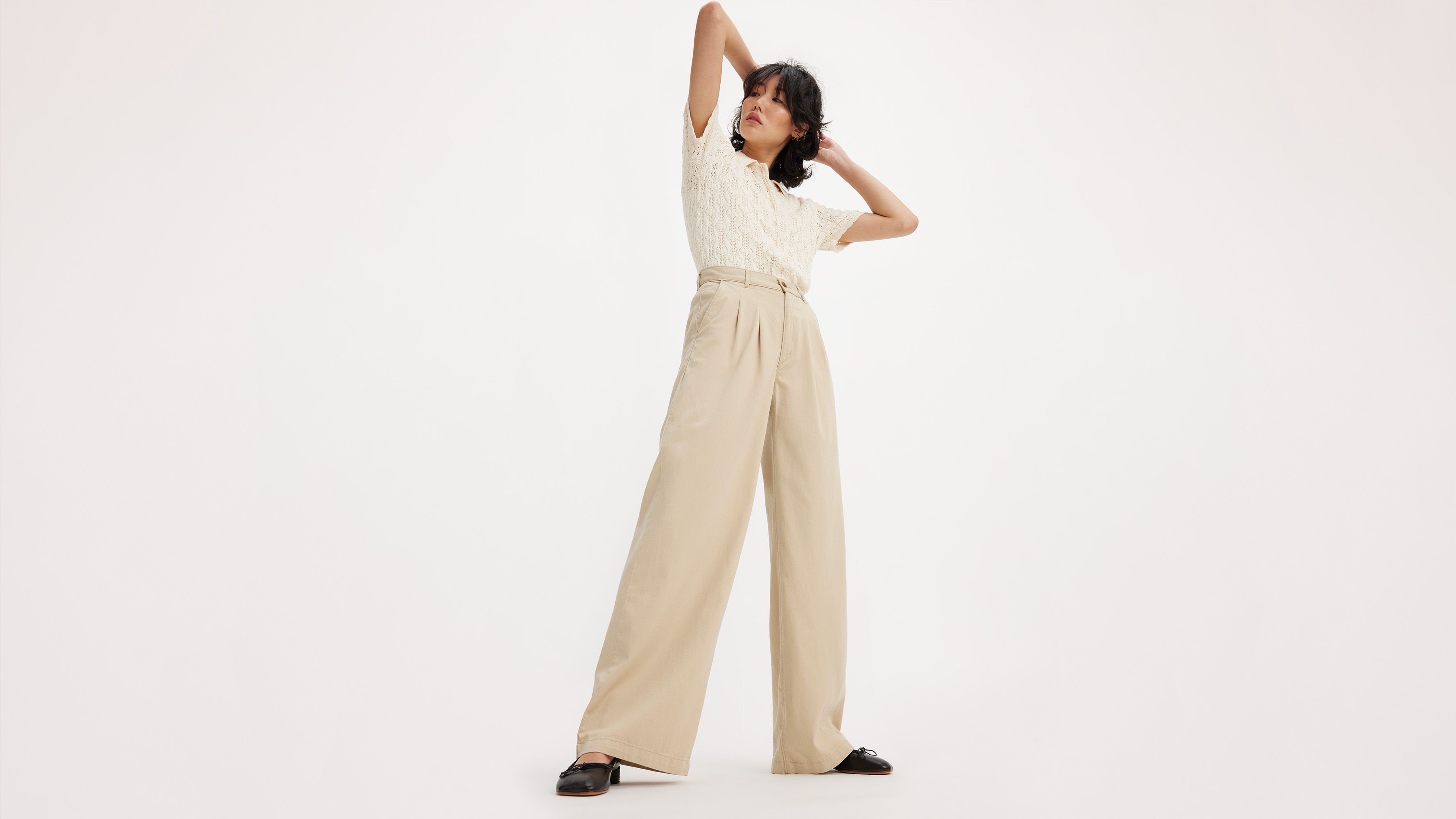 Pantalon à pinces Wide Leg - Safari - Beige