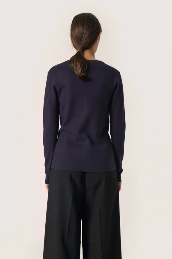 Soaked in Luxury SLPina V-Neck Cardigan Night sky