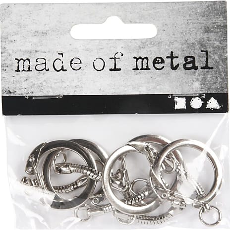 Nøglering med kæde 5 stk. - metal