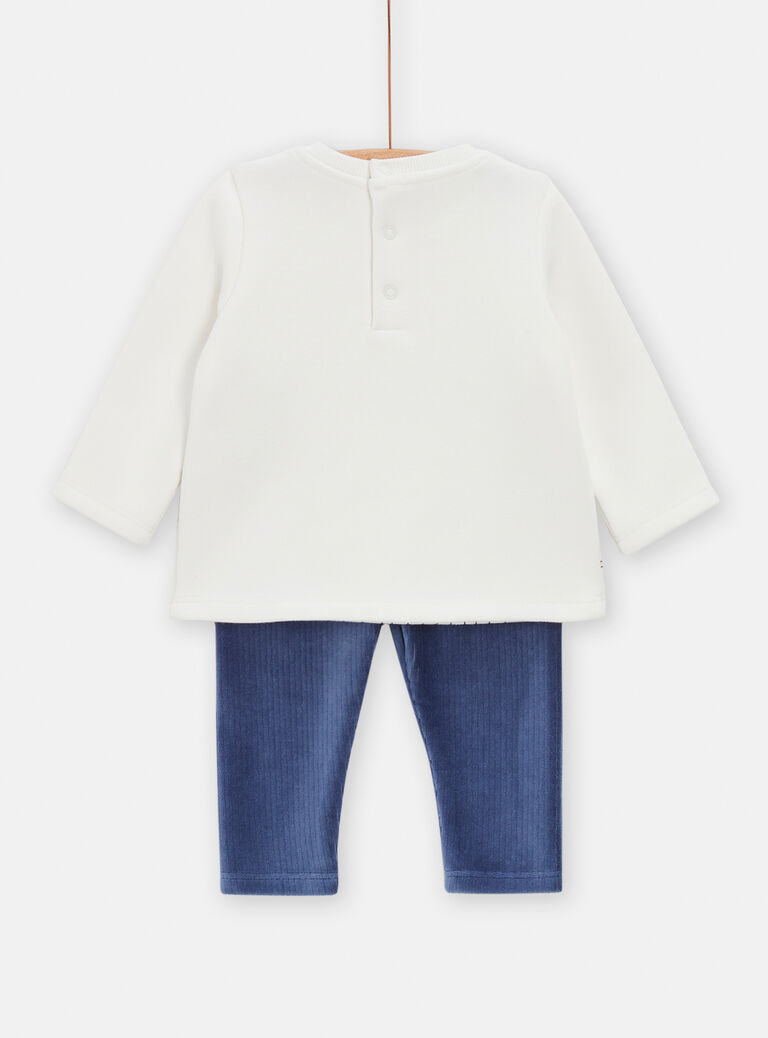 Ensemble pull à motif toits parisiens et legging bleu