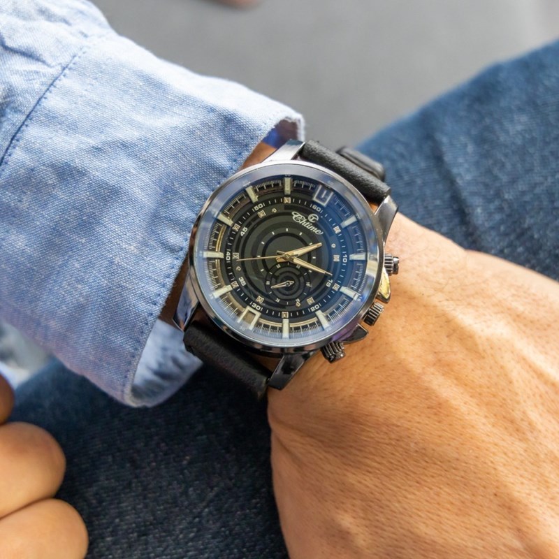 Montre Homme CHTIME bracelet Cuir Noir