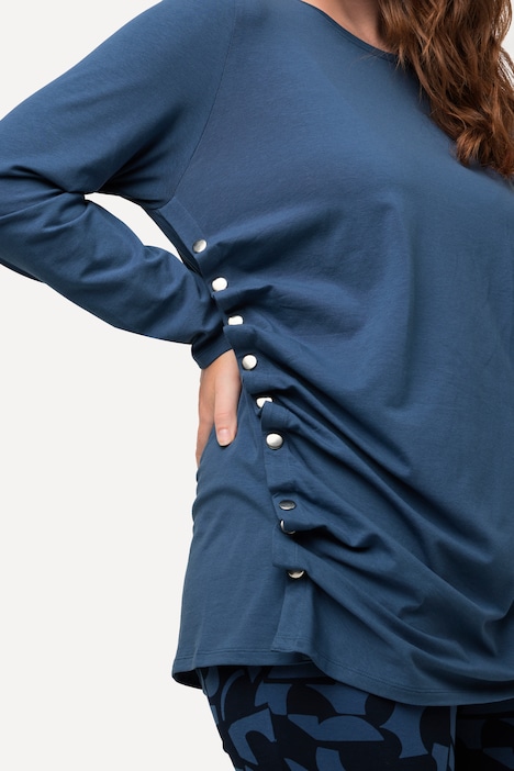 Shirt, drapiert, Rundhals, Langarm, Biobaumwolle