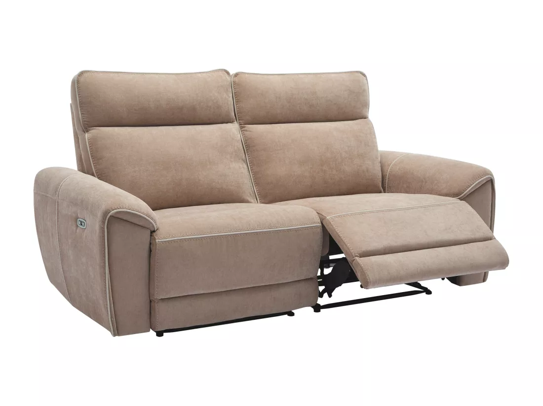 Canapé 3 places et fauteuil relax électrique en tissu taupe DJARALO